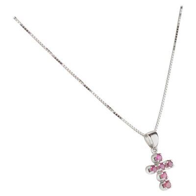 Ruby Cross Pendant Necklace