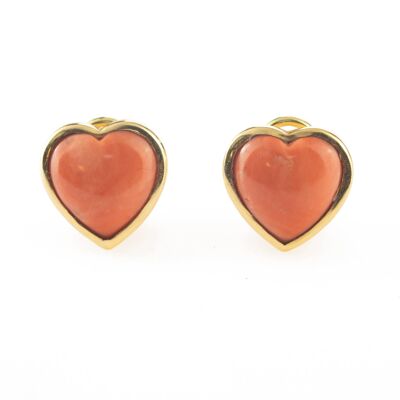 Salmon Coral Heart Earrings