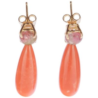 Salmon Coral Tear Earrings