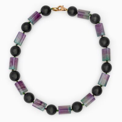 Satin and Purple Agate Necklace