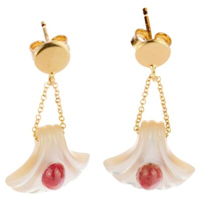Shell Mother of Pearl Tourmaline Earrings
