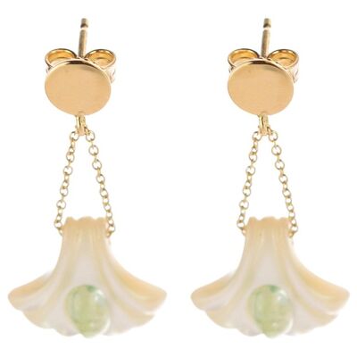 Shells and Green Tourmaline Earrings