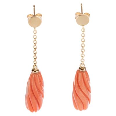 Spiral Coral Gold Earrings