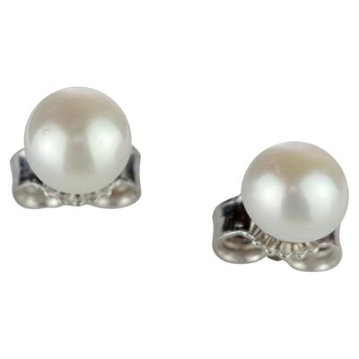 White Gold Pearl Earrings