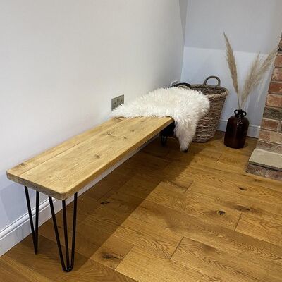 Rustic Bench with Hairpin legs | Handcrafted Hallway Seat | Handcrafted | Made to Measure 150 x 30