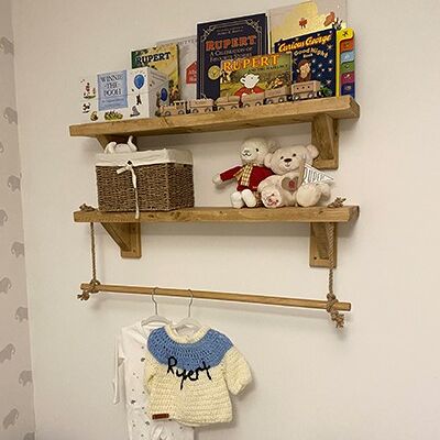Children’s shelving set | Nursery Clothing rail | Book shelf | Memory shelf 22.5 x 80cm