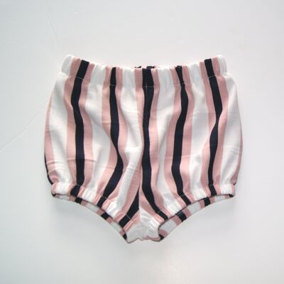 Pink striped Linen Bloomers with matching sun hat
