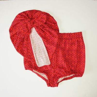 Red Knit bloomer and Turban set_Donut
