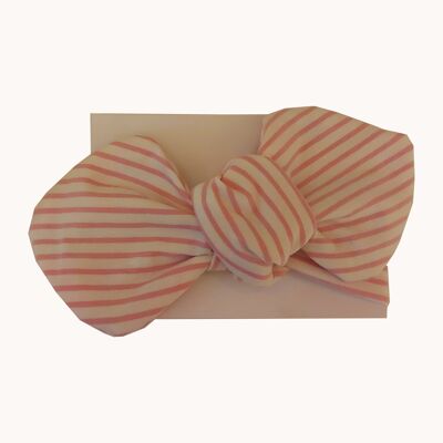 Baby Headwrap Bow in Pink stripe - 0-6 Months