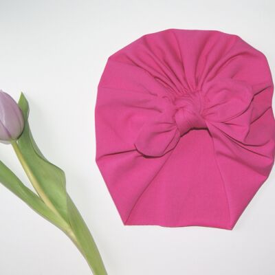 Baby turban with Bow- Bright Pink