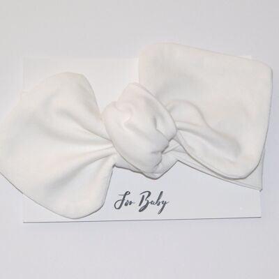 Baby Headband Bow in White - 0-6 Months