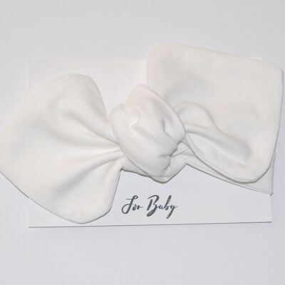 Baby Headband Bow in White - 6-12 Months