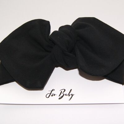 Baby Headwrap Bow in Black - 0-6 Months