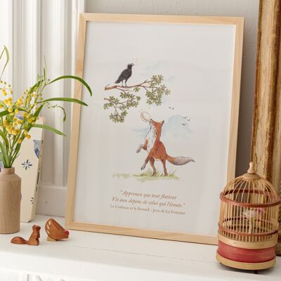 Poster che disegna il corvo e la volpe