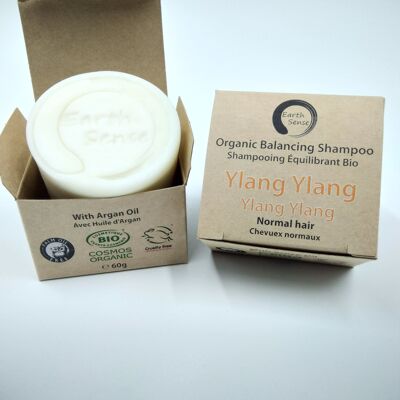 Champú sólido equilibrante orgánico - Ylang Ylang - Estuche completo - PAQUETE de 20 piezas - Embalaje 100% papel