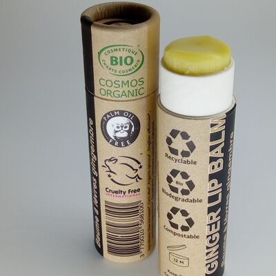 Bálsamo labial de jengibre orgánico - Estuche completo - PAQUETE de 24 piezas - Embalaje 100% de papel