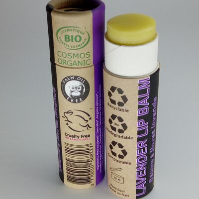 Bálsamo labial de lavanda orgánica - Estuche completo - PAQUETE de 24 piezas - Embalaje 100% de papel