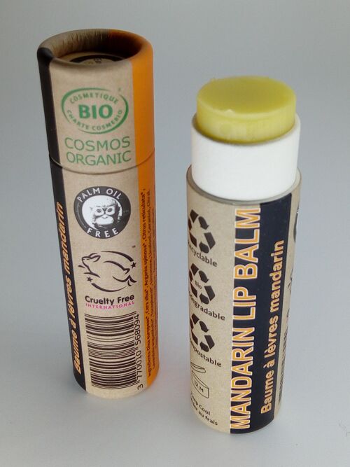 Organic Mandarin Lip Balm - Full Case - 24 pieces BUNDLE - 100% paper packaging