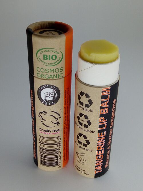 Organic Tangerine Lip Balm - Full Case - 24 pieces BUNDLE - 100% paper packaging