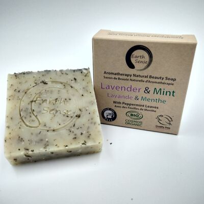 Organic Solid Soap - Lavender & Mint with Shredded Mint Leaves - Full Case - 24 pieces BUNDLE - 100% paper packaging