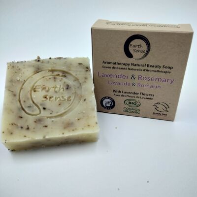 Organic Solid Soap - Lavender & Rosemary with Lavender flowers - Full Case - 24 pieces BUNDLE - 100% paper packaging