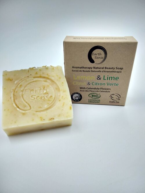Organic Solid Soap - Lemon & Lime with Calendula Flowers - Full Case - 24 pieces BUNDLE - 100% paper packaging