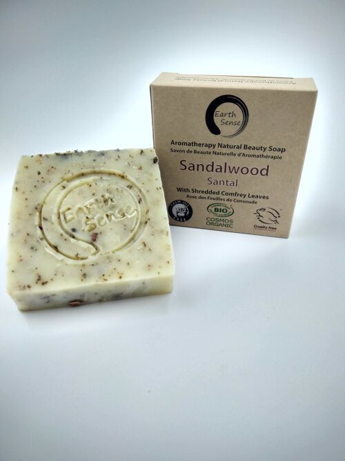 Organic Solid Soap - Sandalwood with Shredded Comfrey Leaves - Full Case - 24 pieces BUNDLE - 100% paper packaging
