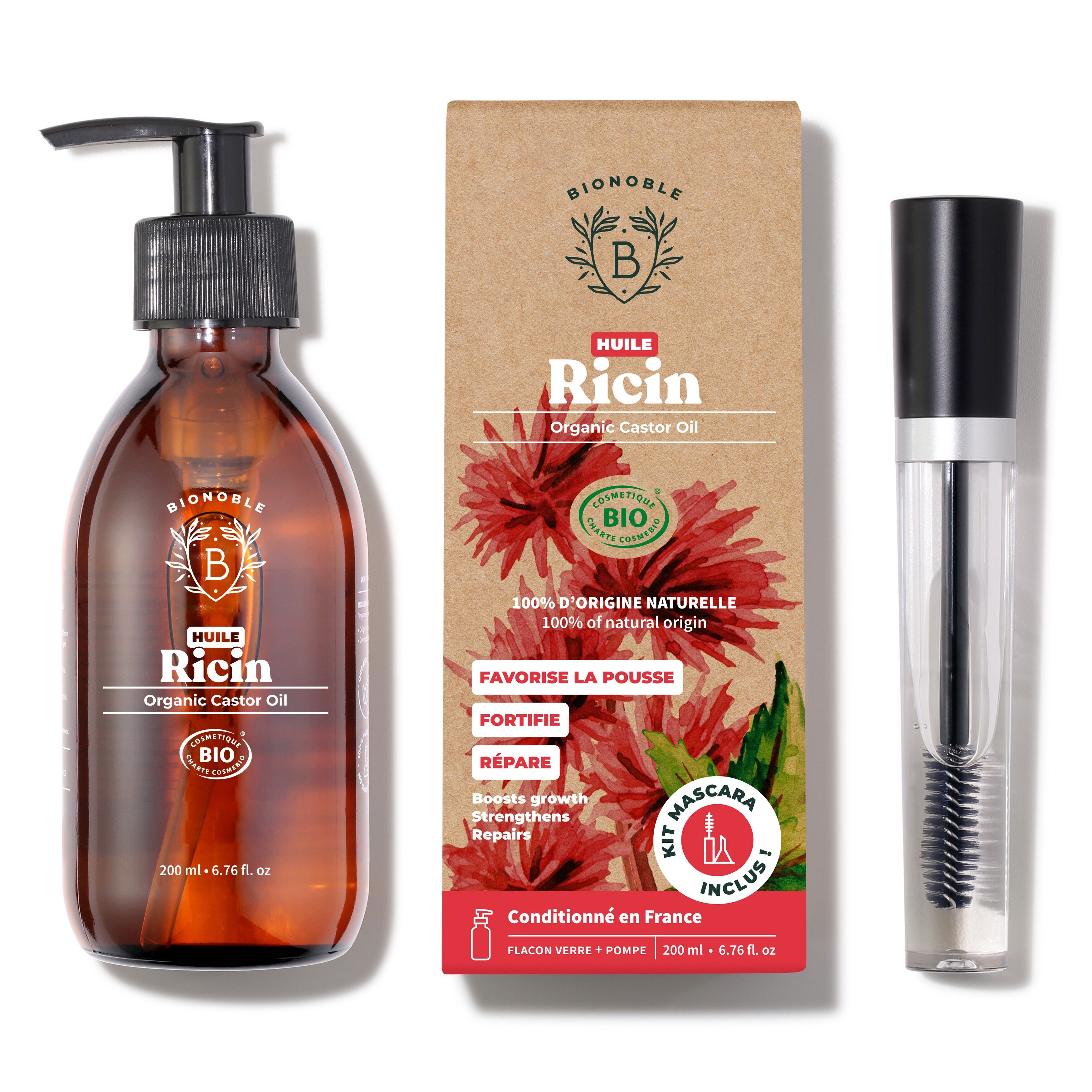 Organic Castor Oil 200ml + Mascara Kit