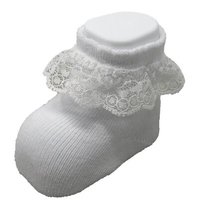 SOCKS WITH LACE FOR NEWBORN WHITE