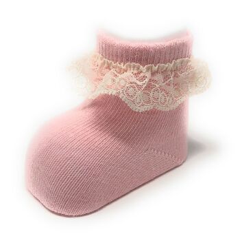 CHAUSSETTES ROSE EN DENTELLE