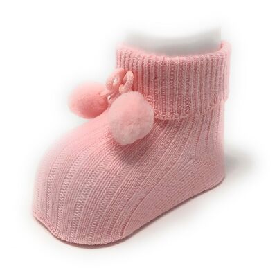 Calcetines con pompones para recién nacido rosa