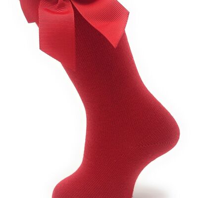 HIGH SOCKS WITH TIE GROS-GRAIN RED from 3 to 8 YEARS