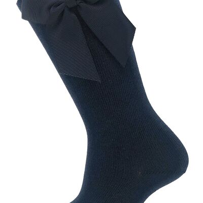 HIGH SOCKS WITH BOW GROS-GRAIN MARINO from 3 to 8 YEARS