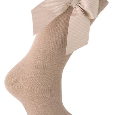 HIGH SOCKS WITH TIE GROS-GRAIN CAMEL from 3 to 8 YEARS