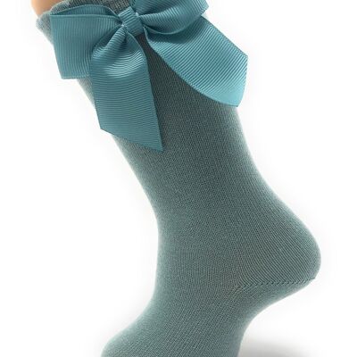 HIGH SOCKS WITH TIE GROS-GRAIN SEA GREEN from 3 MONTHS to 2 YEARS
