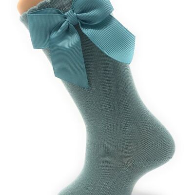 HIGH SOCKS WITH TIE GROS-GRAIN MAR GREEN from 3 to 8 YEARS