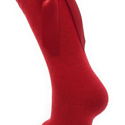 CHAUSSETTES AVEC NOEUD À DOS ROUGE de 3 MOIS à 2 ANS