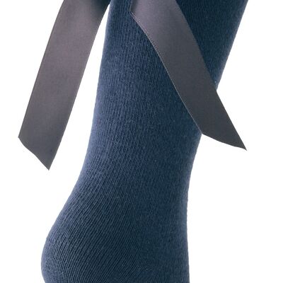 SOCKS WITH NAVY BACK BOW from 3 to 6 YEARS