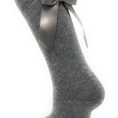 SOCKS WITH A MEDIUM GRAY BACK BOW from 8 to 10 YEARS