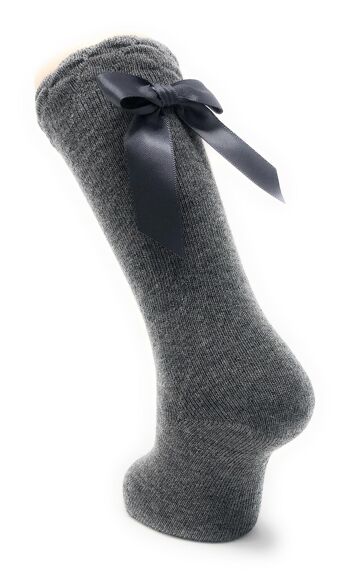 CHAUSSETTES AVEC NOEUD ARRIÈRE GRIS FONCÉ de 8 à 10 ANS