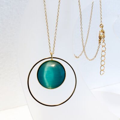 Necklace, gold-plated, turquoise (K373.3)