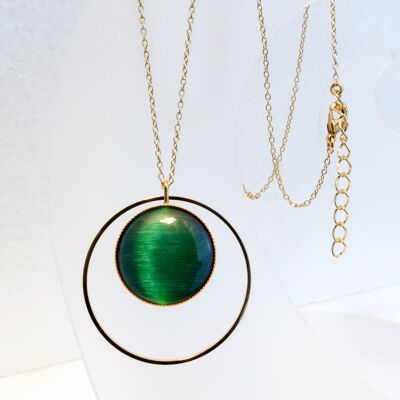 Necklace, gold-plated, emerald green (K373.8)