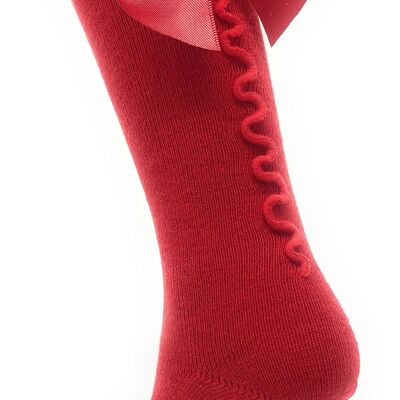 SOCKS WITH BOW AND RED BACK SEWING from 3 to 8 YEARS