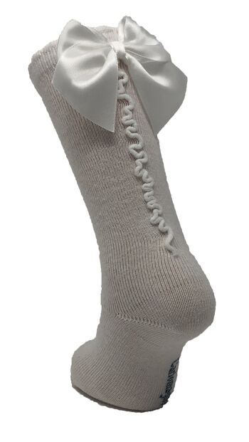 CHAUSSETTES AVEC POINTS NOEUD ET DOS BLANC de 3 à 8 ANS