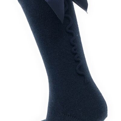 SOCKS WITH BOW AND BACK SEAM NAVY from 3 to 8 YEARS