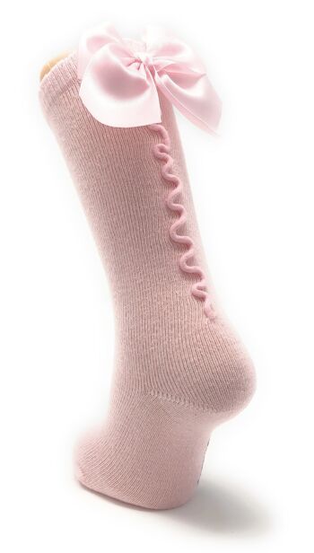 CHAUSSETTES À COUTURE NOEUD ET DOS ROSE de 3 MOIS à 2 ANS