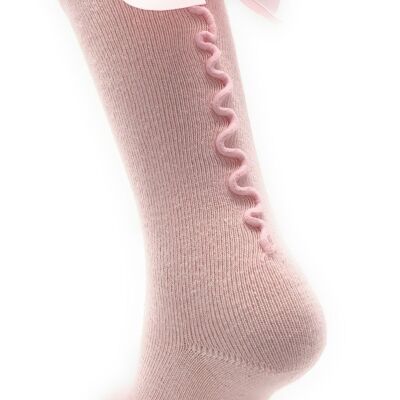 SOCKS WITH BOW AND BACK SEAM PINK from 3 to 8 YEARS