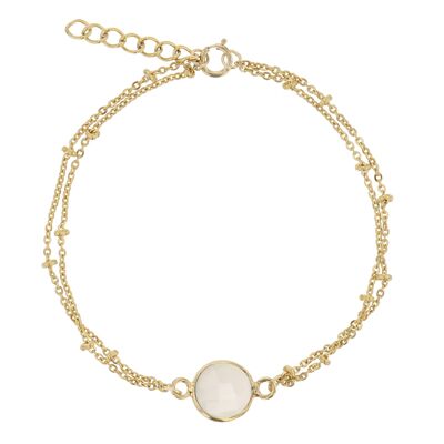 Bracelet glam plaqué or pierre de lune
