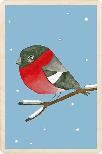 Carte postale en bois BULLFINCH Bird Card 2