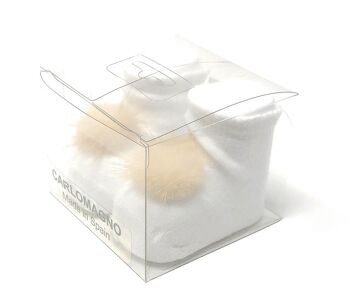 CHAUSSETTES POMPON POUR NOUVEAU-NÉ BLANC 2